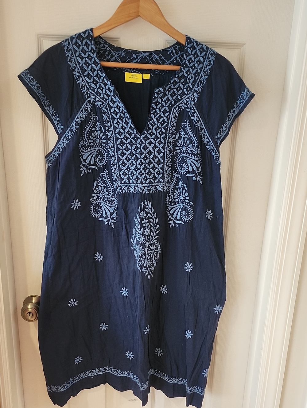 Roller Rabbit Navy Tunic with Light Blue Embroidery